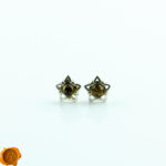 Silver Star Green Amber Studs