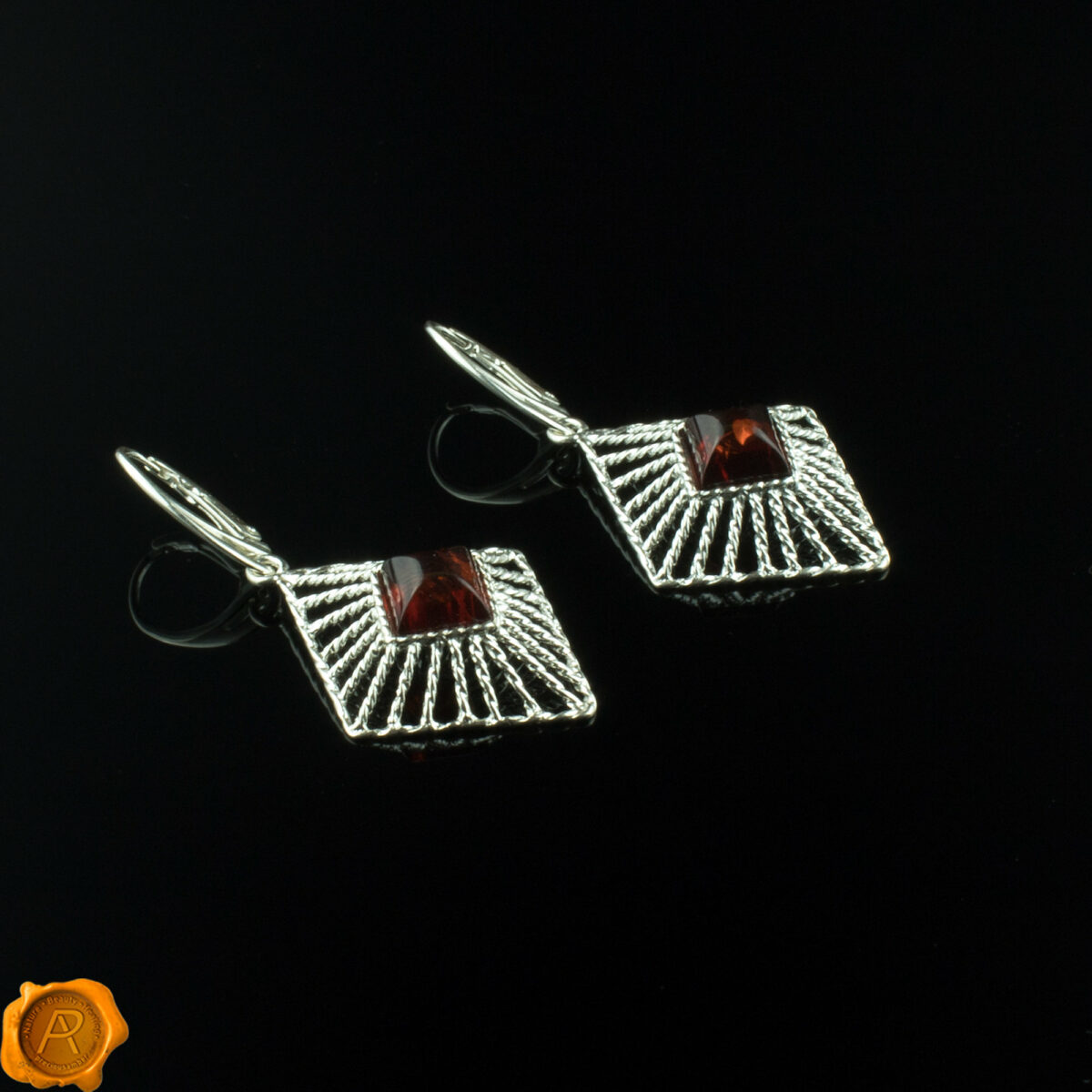 Geometric Amber Earrings - Image 2