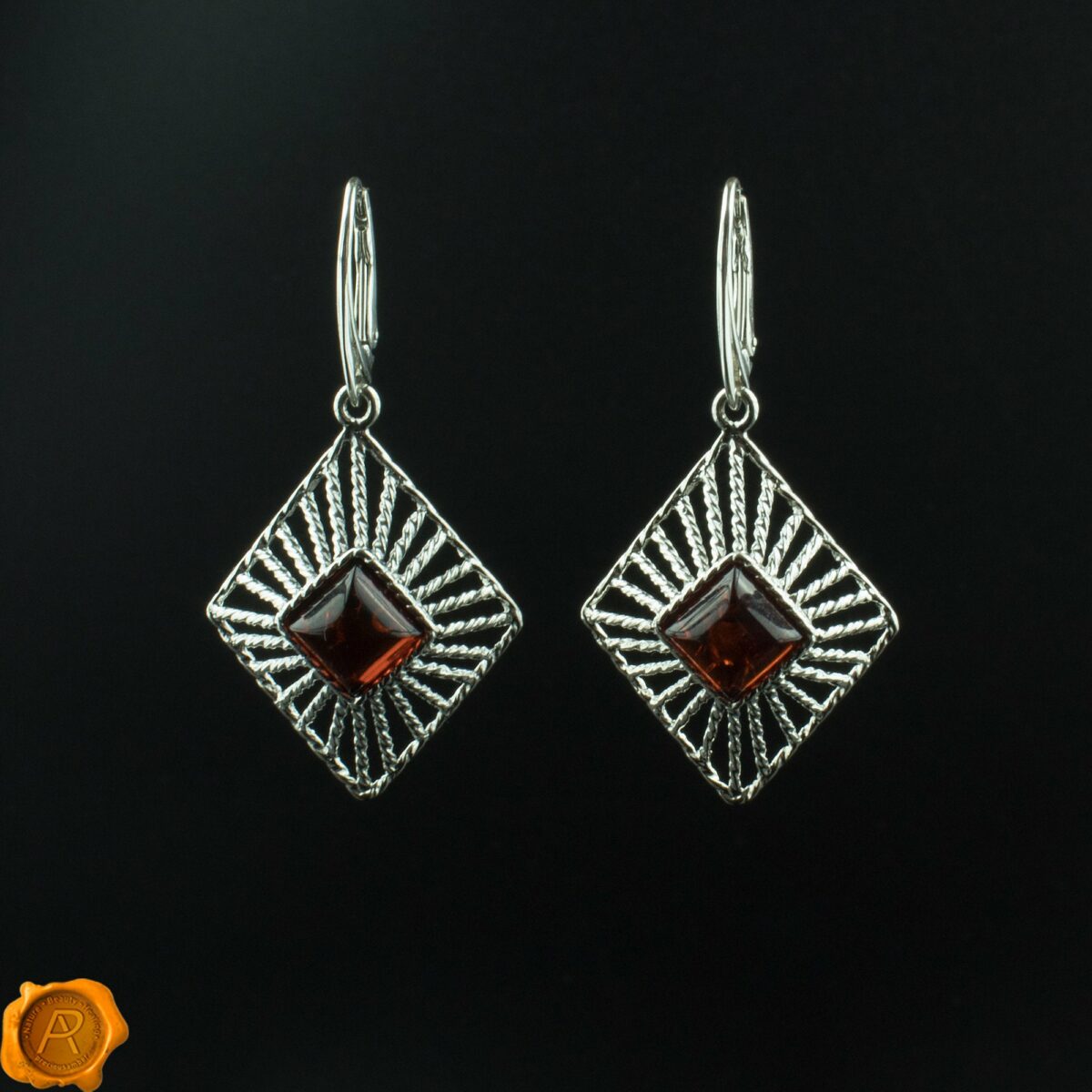 Geometric Amber Earrings - Image 3