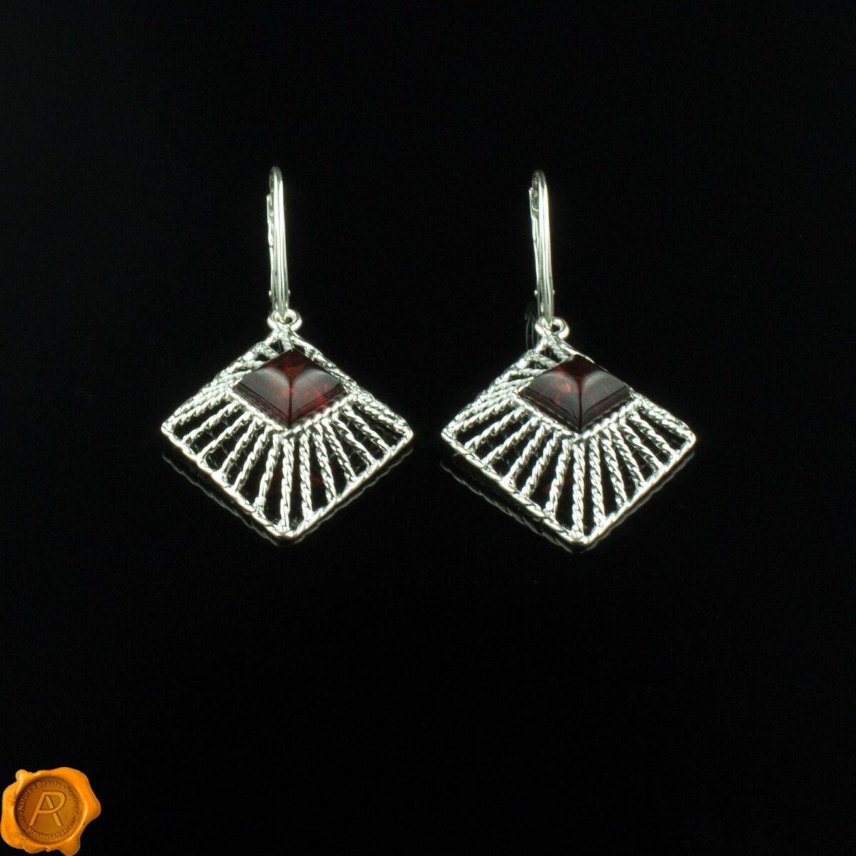 Geometric Amber Earrings - Image 4