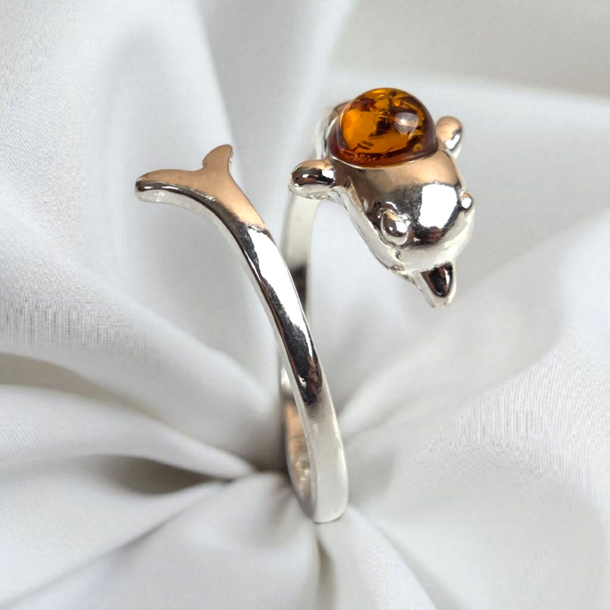 Adjustable Amber Dolphin Ring - Image 2