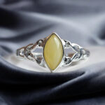 Celtic Knot Dainty Baltic Amber Gemstone Sterling Silver Ring Women Girls Daughter, Tiny Crystal Small Stack Irish Jewelry Rings Gift