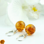 Cognac Amber Sphere Earrings
