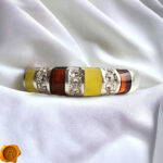 Sterling Silver Baltic Amber Gemstone Ring Women, Multicolour Natural Real Amber Dainty Stone Crystal Ring, Small Silver Rings Gift