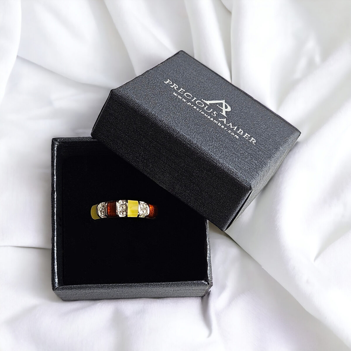 Carved Silver Amber Ring - Image 7