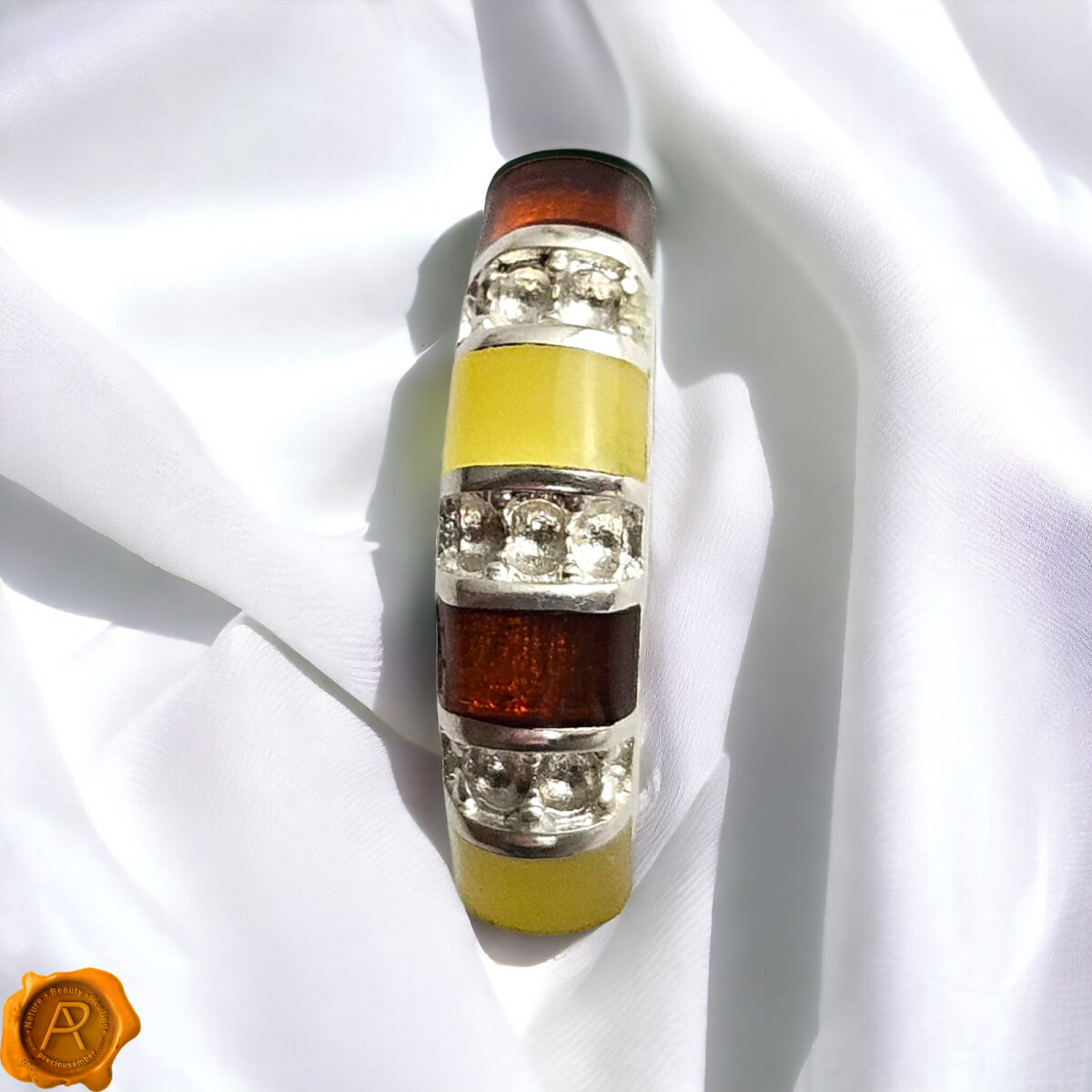 Carved Silver Amber Ring - Image 5