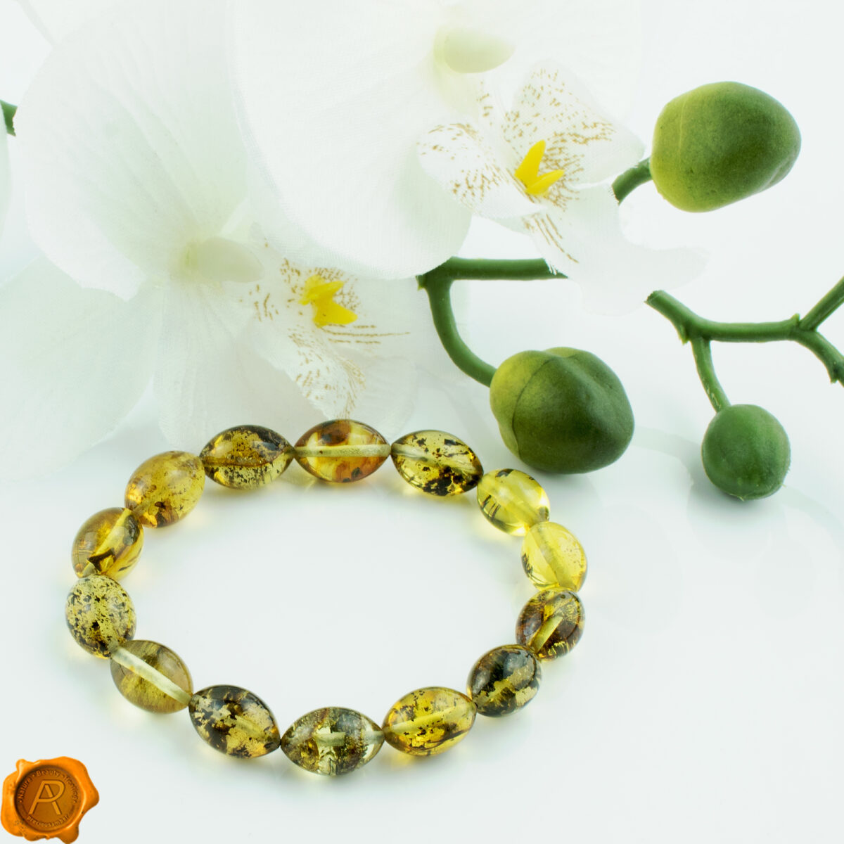 Green Amber Olive Bracelet - Image 3