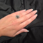 Green Amber Vintage Silver Ring - Image 3