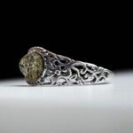 Green Natural Baltic Amber Gemstone Sterling Silver Ring for Women, Large Silver Small Stone Everyday Real Dainty Amber Rings for Wife Her