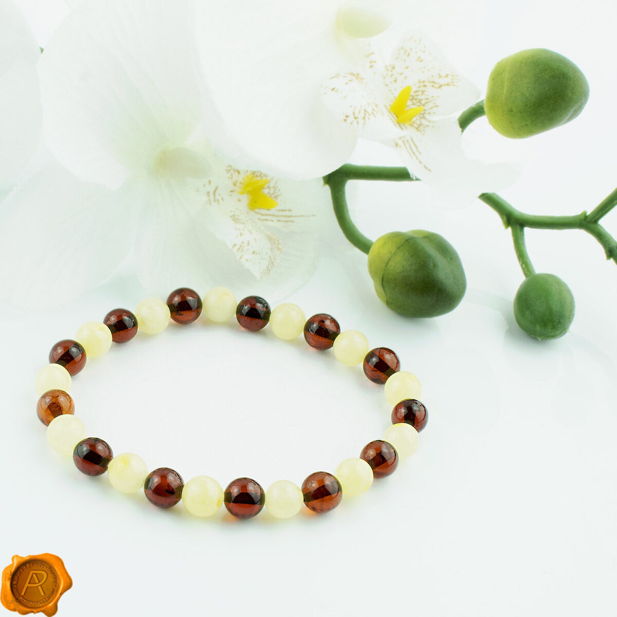 Cherry & White Amber Bracelet - Image 2