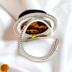 Adjustable Raw Amber Silver Protection Ring - Image 4