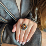 Adjustable Raw Amber Silver Protection Ring - Image 2