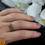 Celtic Cognac Amber Silver Ring - Image 2