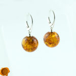 Cognac Amber Sphere Earrings - Image 2