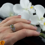 Green Amber Silver Ring - Image 2