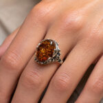 Honey Amber Silver Leaf Ring - Image 2