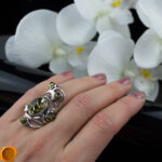 Large Green Amber Silver Ring - Image 2