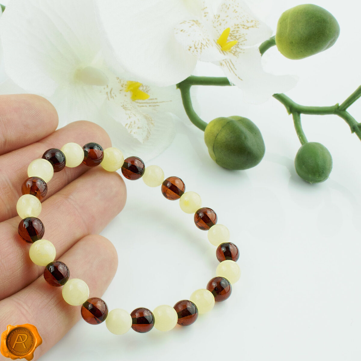 Cherry & White Amber Bracelet - Image 3