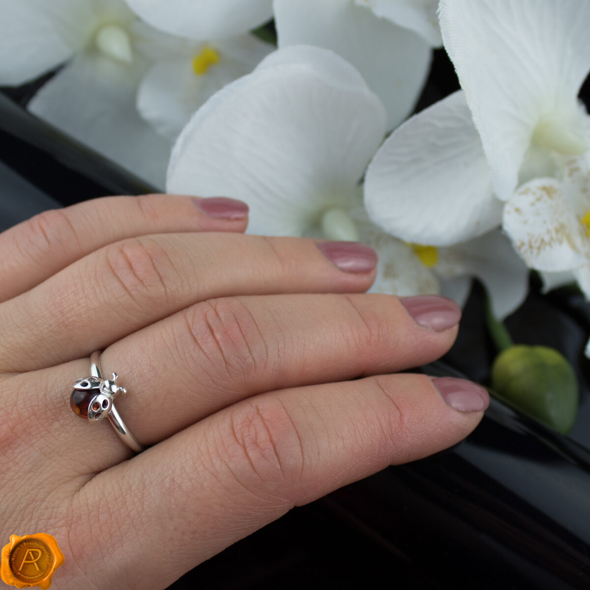 Ladybird Cognac Amber Ring - Image 2