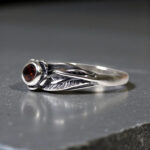 Small Leaf Baltic Amber Ring Sterling Silver, Dainty Flower Gemstone Stone Crystal Minimalist Stack Rings