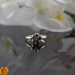Green Amber Flower Ring - Image 3