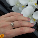 Green Amber Flower Ring - Image 2