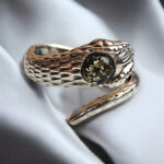 Adjustable Amber Silver Snake Ring - Image 8