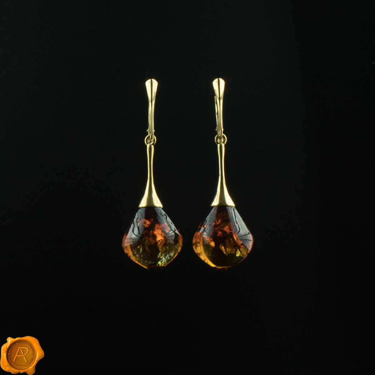 Luxurious Amber Gold Earrings - Image 1