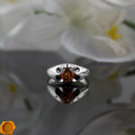Cognac Amber Silver Ring