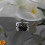Celtic Green Amber Ring