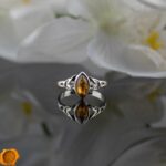 Celtic Honey Amber Silver Ring