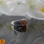 Unisex Amber Silver Ring - Image 3