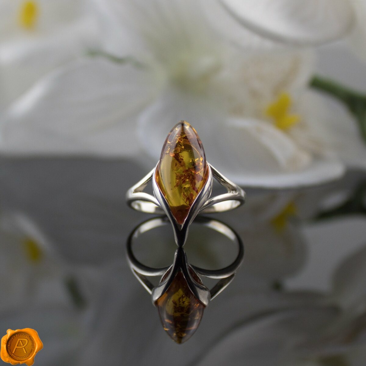 Elegant Cognac Amber Ring - Image 3