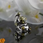 Large Green Amber Silver Ring - Image 3