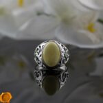 Men's Butterscotch Amber Silver Ring - Image 2