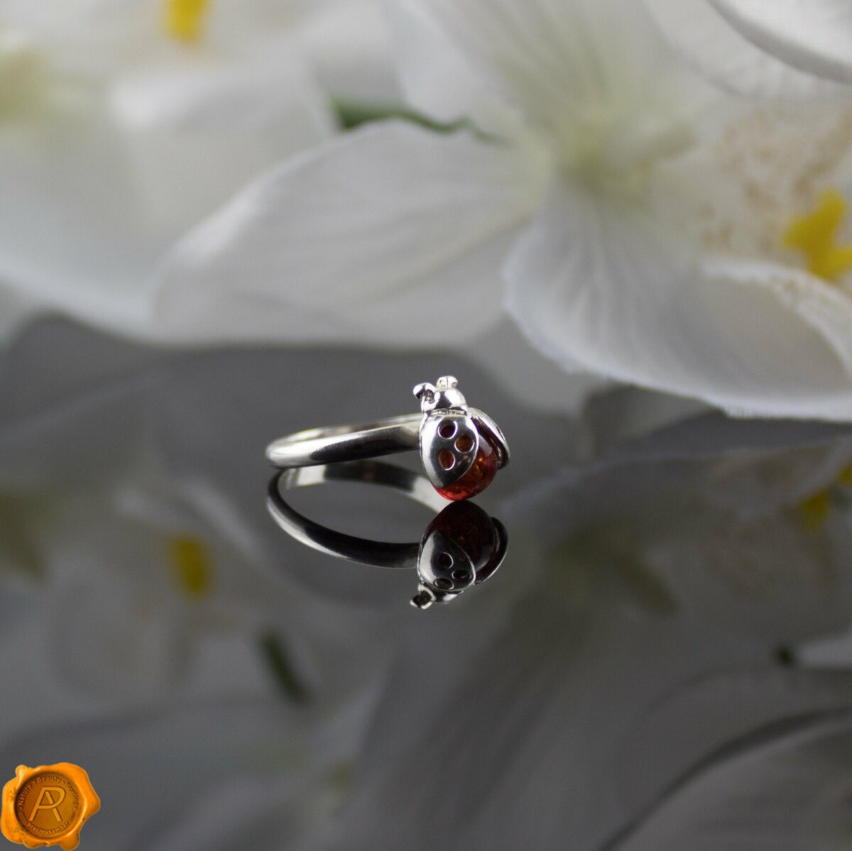 Ladybird Cognac Amber Ring - Image 3