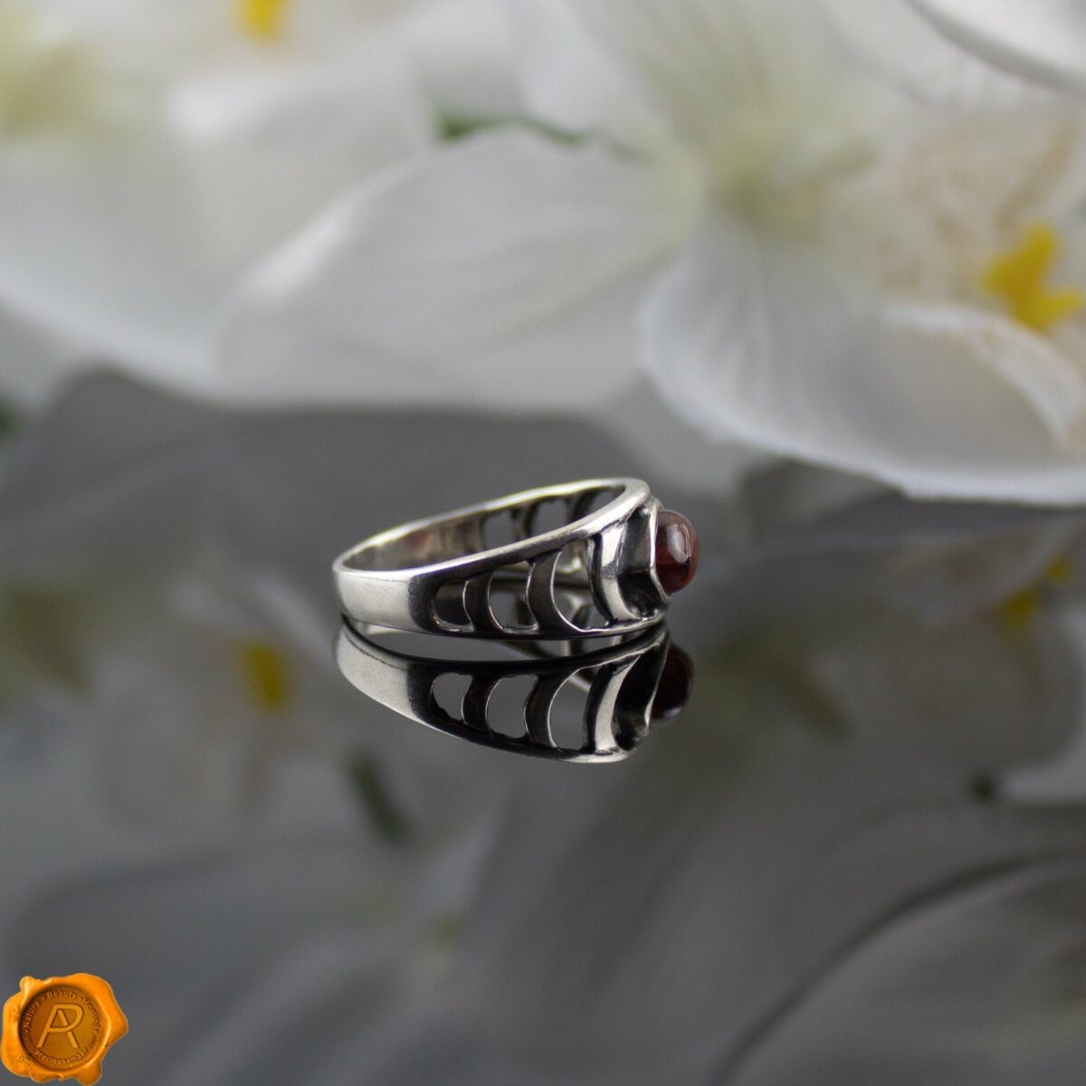 Cognac Amber Evil Eye Ring - Image 3