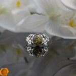 Celtic Green Amber Ring