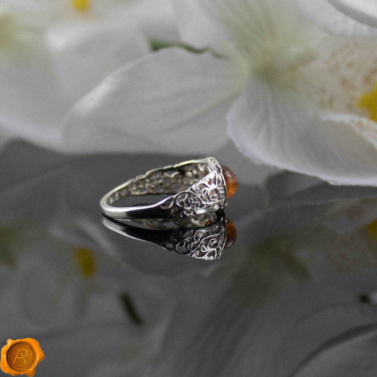 Subtle Amber Silver Ring - Image 5
