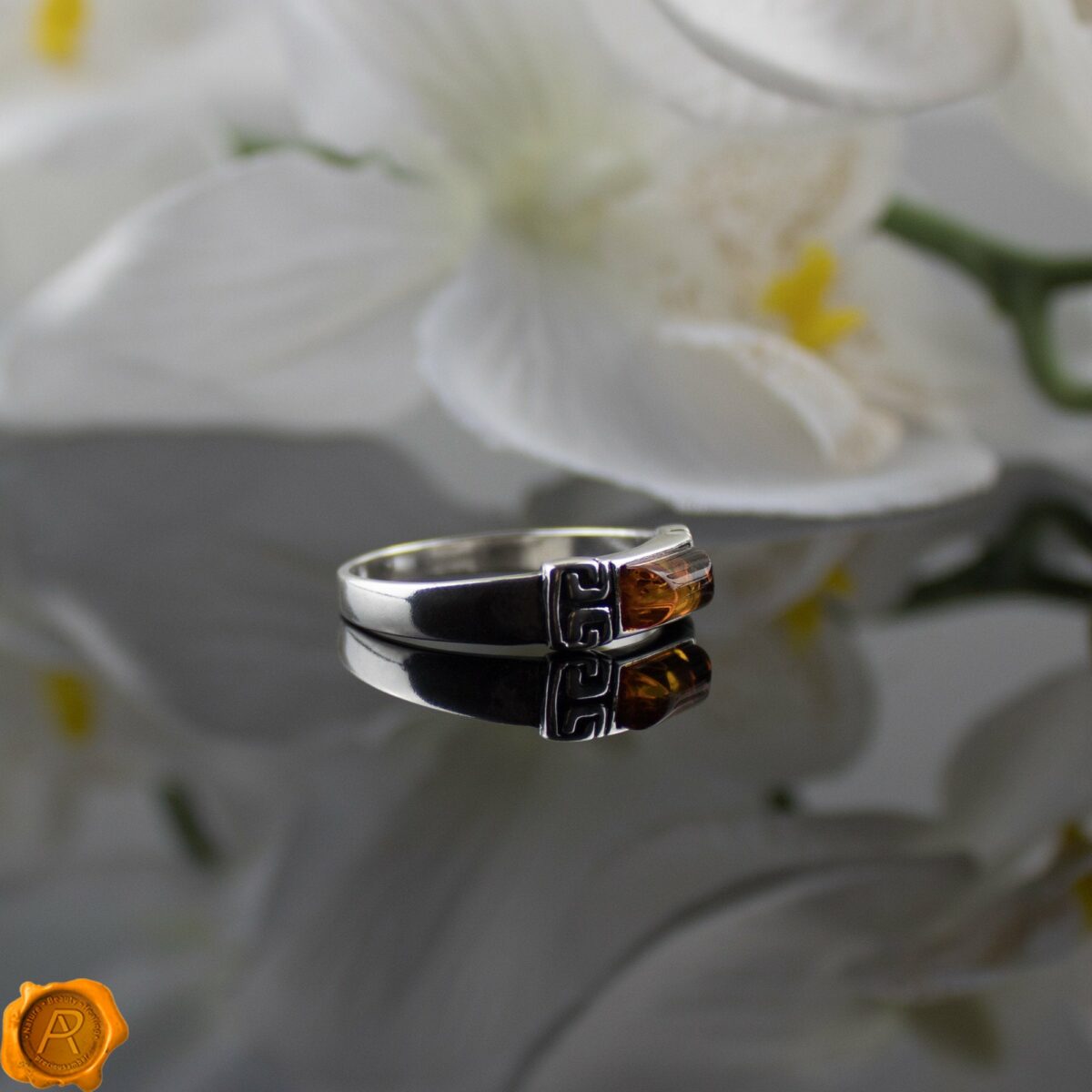 Celtic Cognac Amber Ring - Image 3
