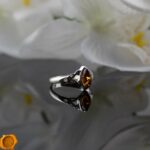 Celtic Honey Amber Silver Ring - Image 3
