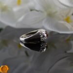 Large Cognac Amber Silver Ring - Image 4