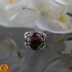 Cognac Amber Silver Ring