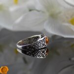 Unisex Amber Silver Ring - Image 4