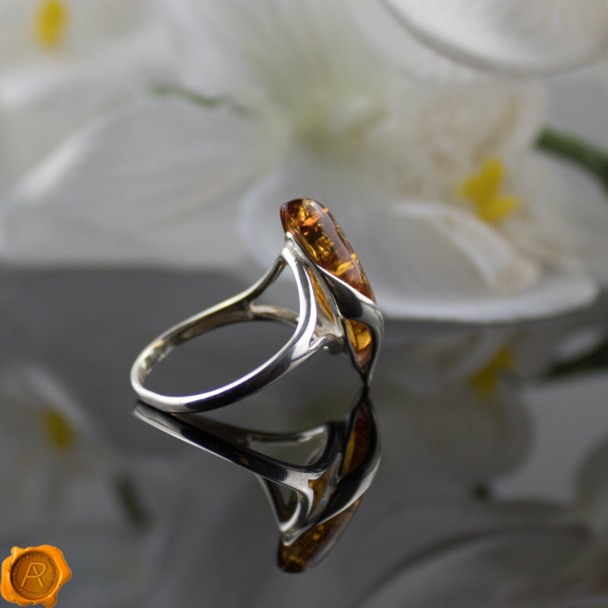 Elegant Cognac Amber Ring - Image 4