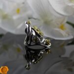 Large Green Amber Silver Ring - Image 4