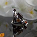 Large Cognac Amber Silver Ring - Image 3