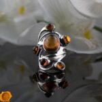 Large Cognac Amber Silver Ring - Image 4