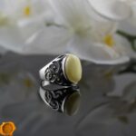 Men's Butterscotch Amber Silver Ring