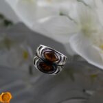 Cognac Amber Evil Eye Ring